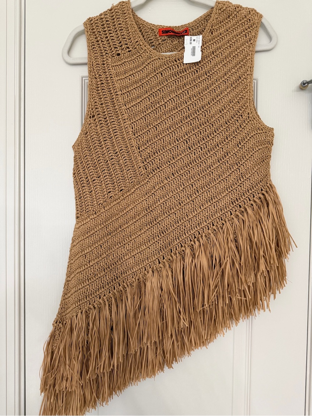 Simon Miller Asymmetric Fringed Knit Top — Camel NWT - Picture 4 of 6